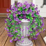 Artificial Flowers for Outdoors Fake Hanging Decoration, 2Pcs Hotpink Spring Decor