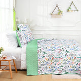 Floral Quilt Queen Size Lightweight Reversible Bedspread Coverlet Set 3 Piece Microfiber