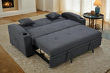 75'' Convertible Queen Size Sleeper Sofa Bed, Modern Linen Loveseat Sofa Couch