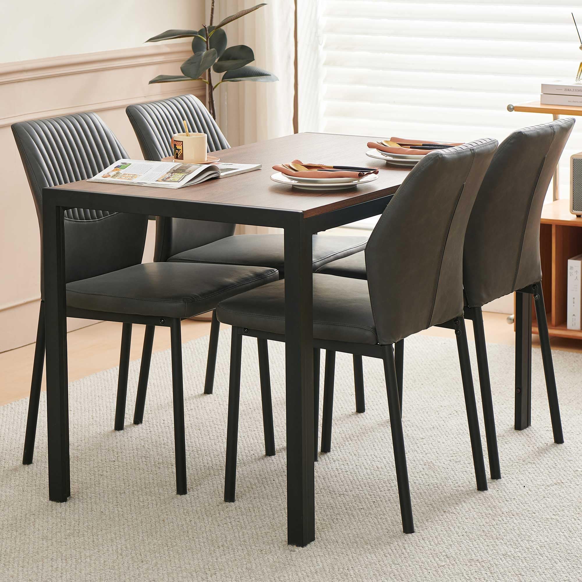 5-Piece Mid-Century Modern Dining Table Set for 4