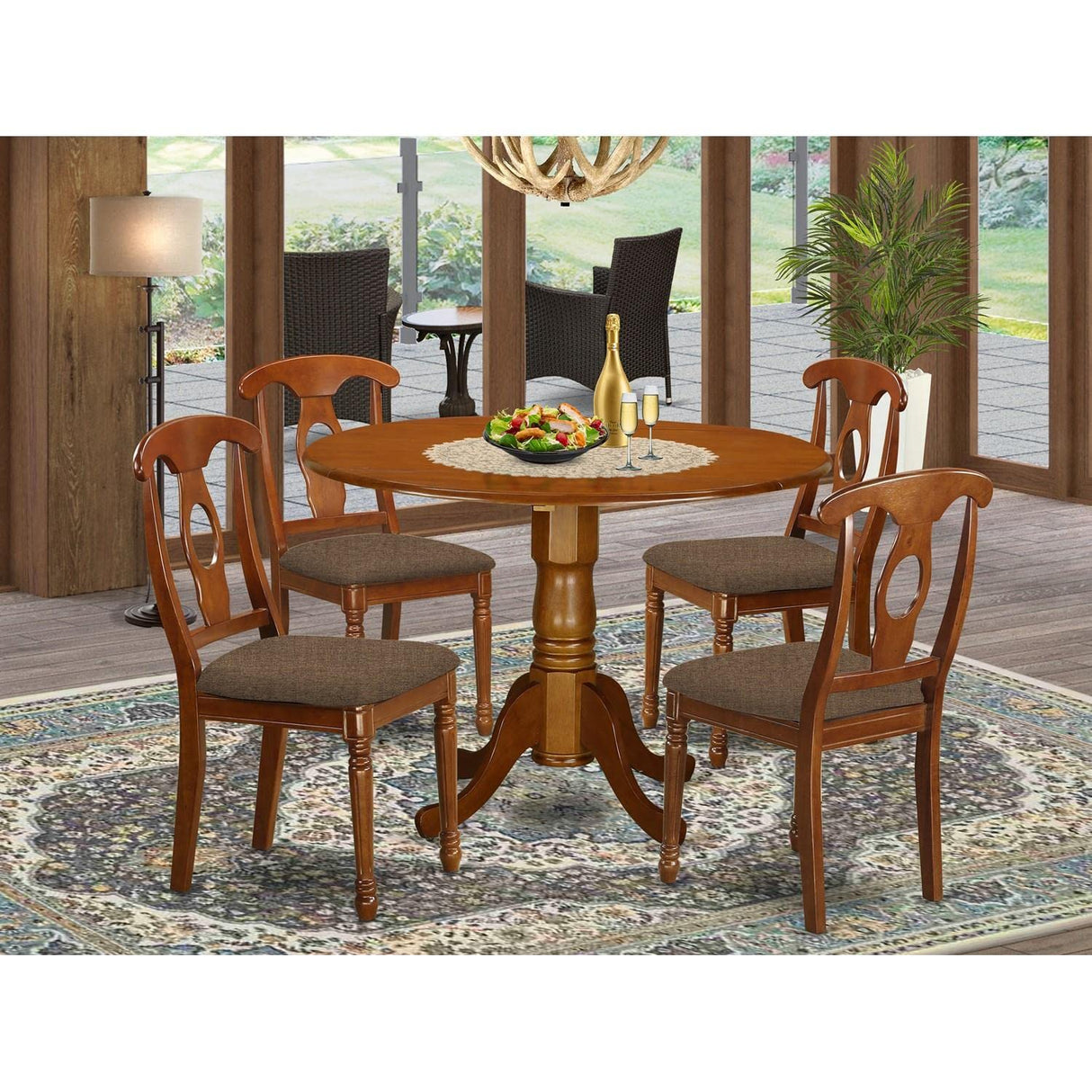 DLNA5-SBR-C 5 Piece Kitchen Set Includes a Round Dining Room Table with