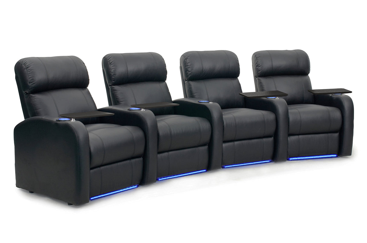 Diesel XS950 Home Theater Seats Black Top-Grain Leather - Memory Foam