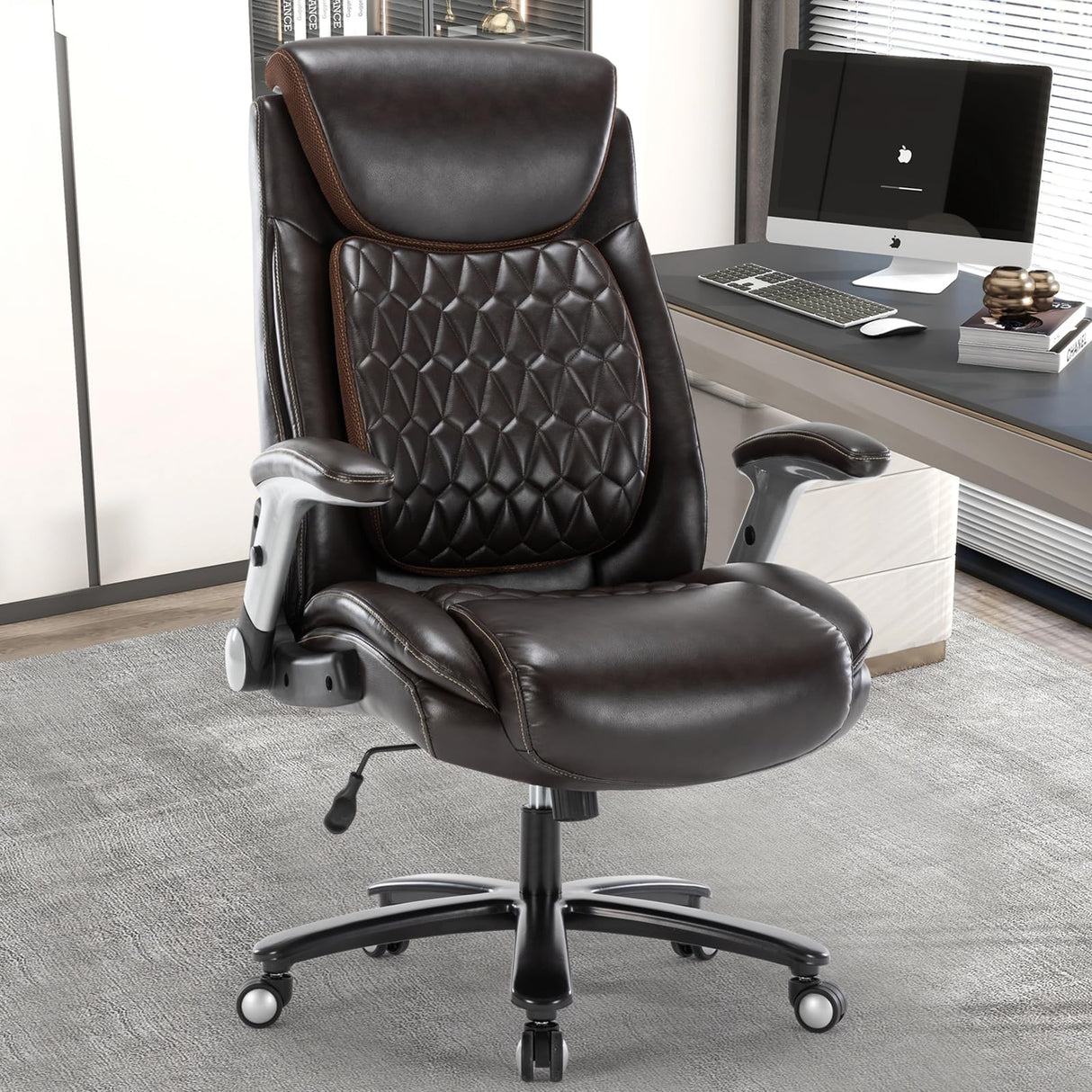 Big and Tall 400lbs Executive Office Chair, Luxury Pu Leather Home Desk Chair