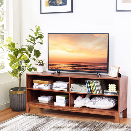 Wood TV Stand for TVs to 55, 65 Inch Flat Screen, Home Living Room Storage Console,