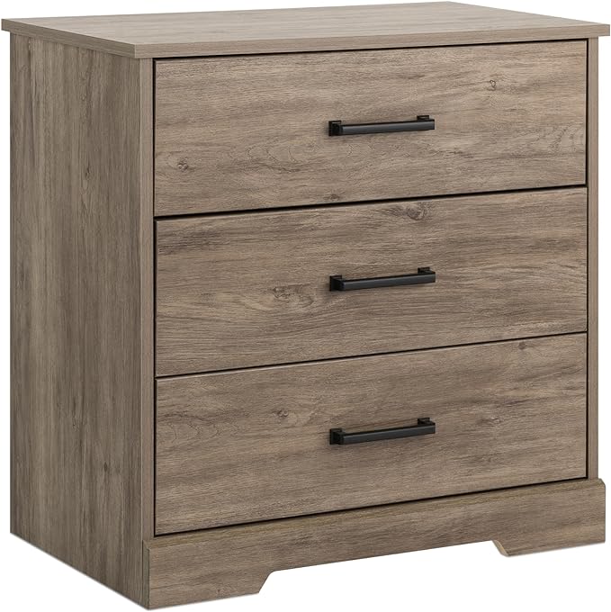 Sonoma Traditional Tall Nightstand Side Table with 3 Drawers,