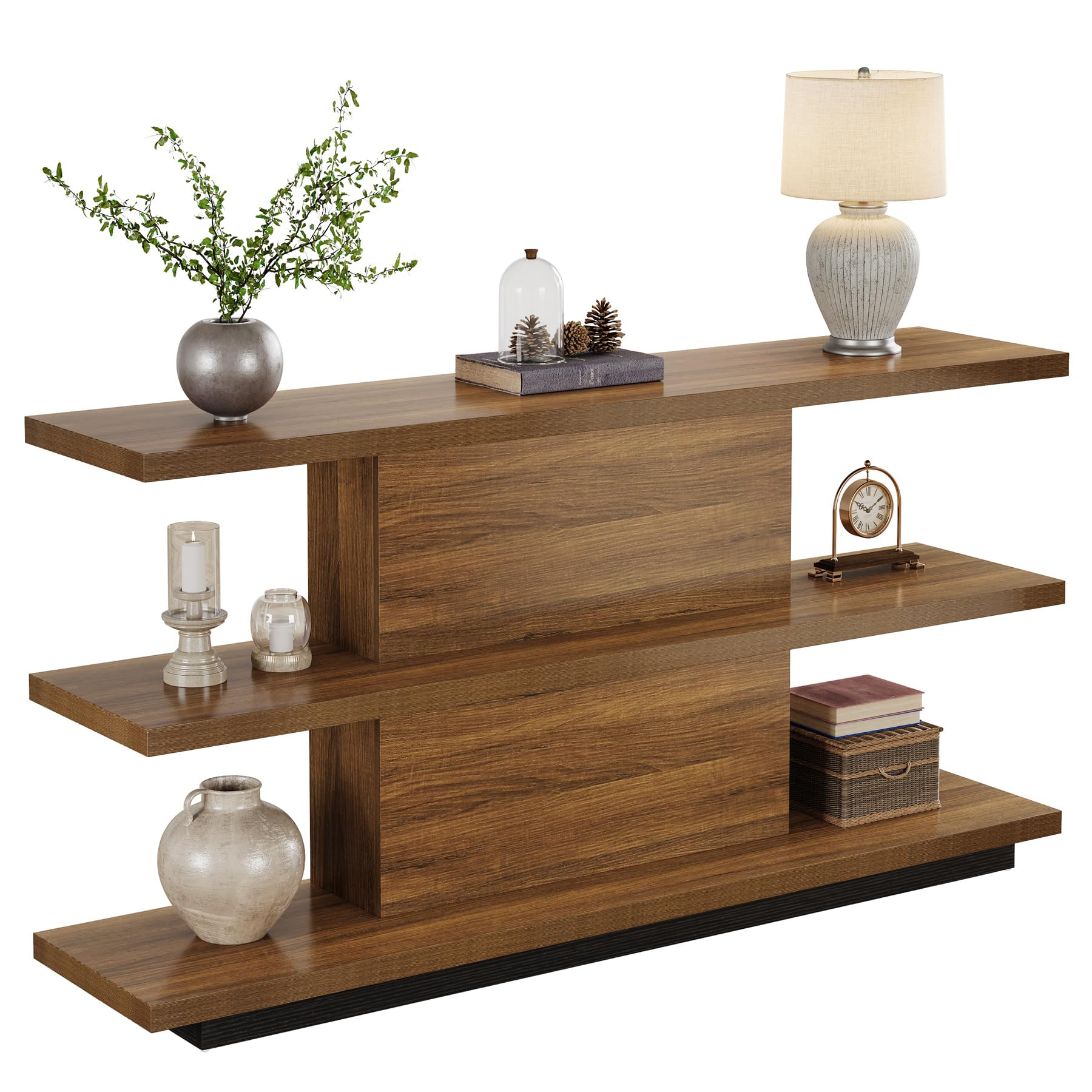 Console Table with Storage, 63-Inch Narrow Long Sofa Table Behind Couch