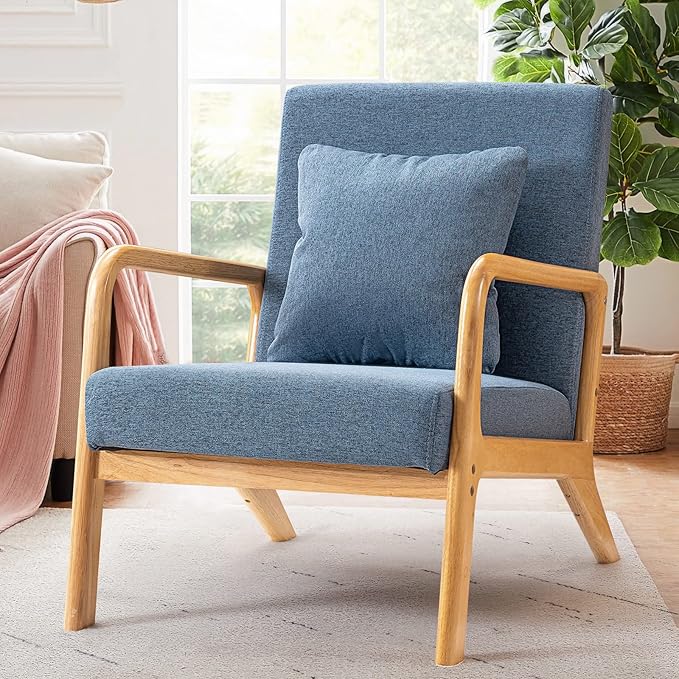 Mid-Century Modern Accent Chair,Fabric Lounge Boho Side Chair for Living Room