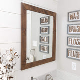 Farmhouse Bathroom Vanity Mirror, Walnut Finish, 24" x 31"