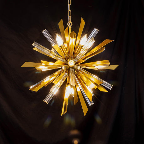 Gold Sputnik Chandelier Light 12 Lights, 24" Modern Starburst Chandelier Light Fixture