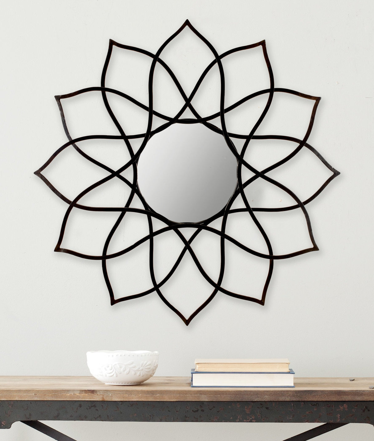 Home Collection Flower Power Mirror, Coffee Bronze