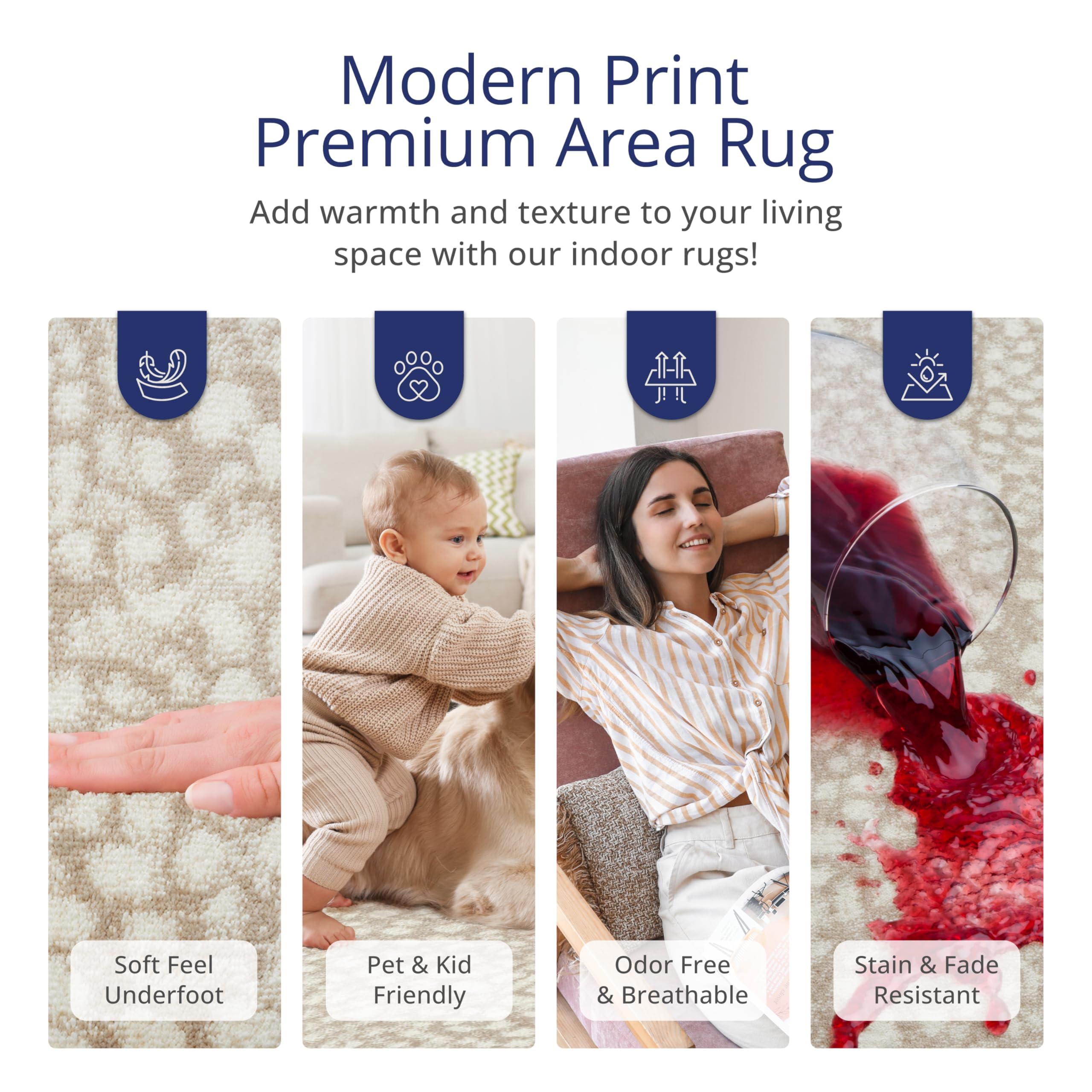 Abani Beige Cheetah Print 5'3" x 7'6" Area Rug Rugs, Arto Collection - Contemporary Durable Accent Rug