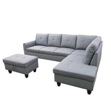 NicBex Couches for Living Room L Shaped Couch Upholstered Futon Sofa Comfy Linen Modular Sofa 3-Piece Sofa Set with Storage Ottoman for Apartments, Living Room and Office, Dark Grey