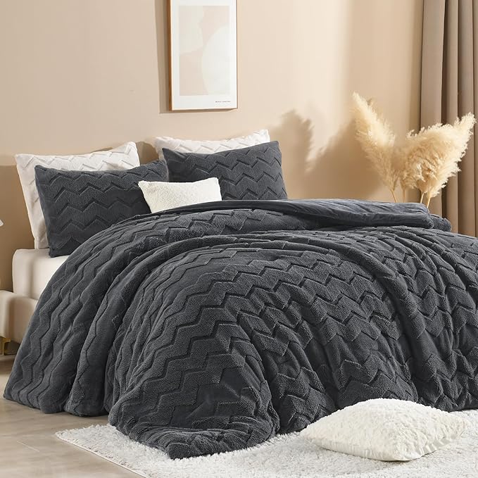 Fluffy Comforter Full Set - Soft Fuzzy Sherpa Pink Comforter for Full Size Bed
