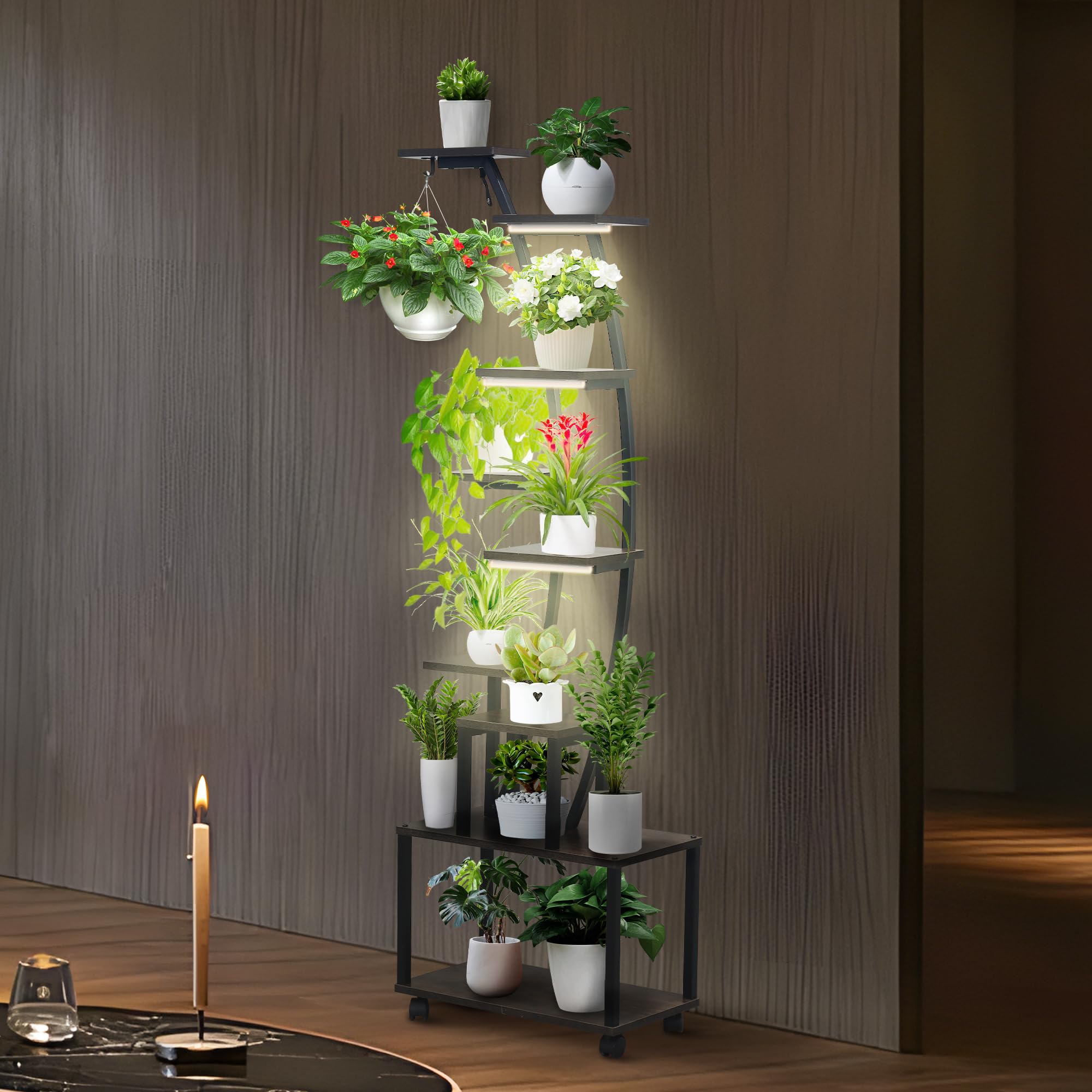 LumiGrow 65" – 9 Tier Plant Stand with Grow Lights & Wheels