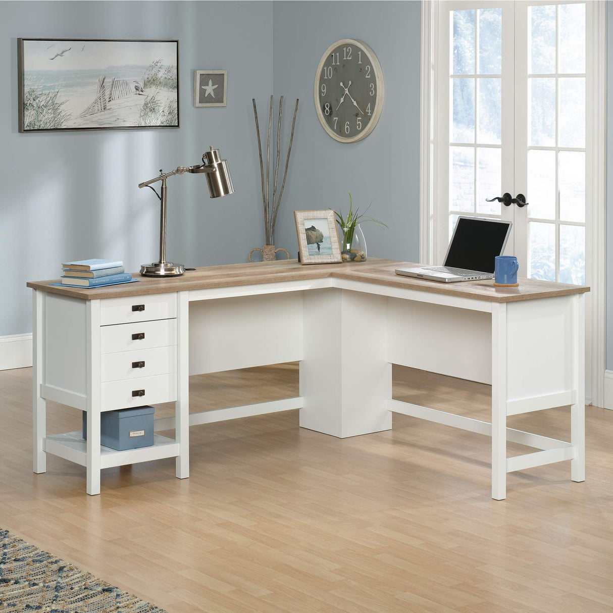 Cottage Road L Shaped Desk Computer Desk with Drawers, Home Office Desk