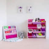 White/Pink/Purple Kids Book Rack Storage Bookshelf, 4 Tiers