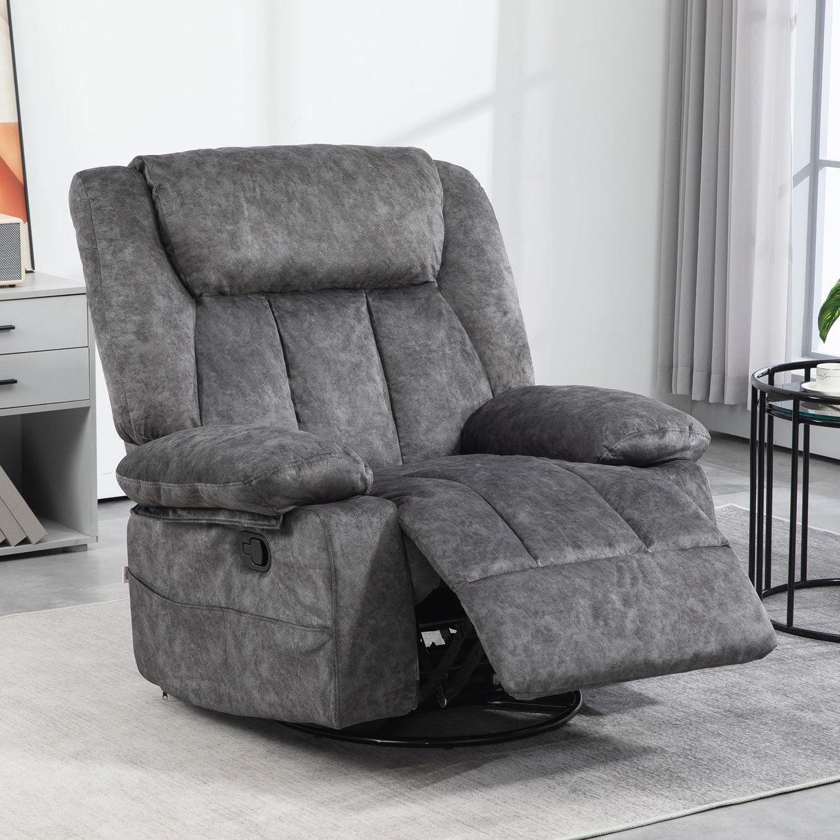 Rocker Recliner Chair for Living Room, Fabric Reclining Chair with Cushion, Rocking Chair