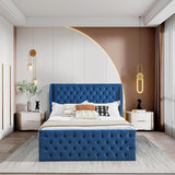 King Size Bed Frame, Luxurious Platform Bed, Button Tufted Upholstered Bed