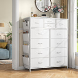 White Dresser with 12 Drawers, Tall Dresser for Bedroom, Chests of Drawers with Side Pockets