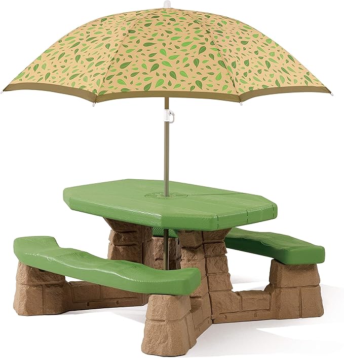 Naturally Playful Kids Picnic Table with Removable Umbrella, Indoor/Outdoor Toys