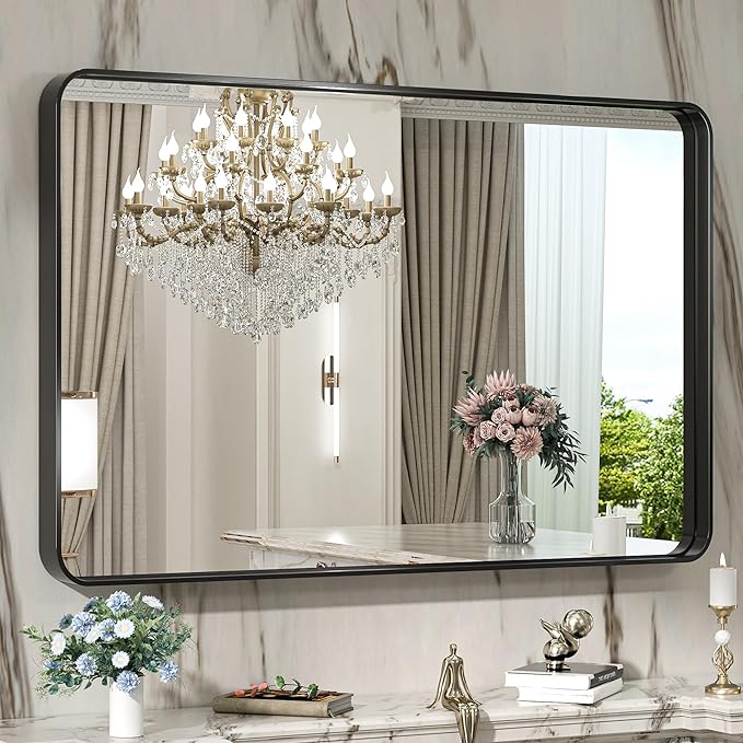 Brushed Silver Bathroom Mirror