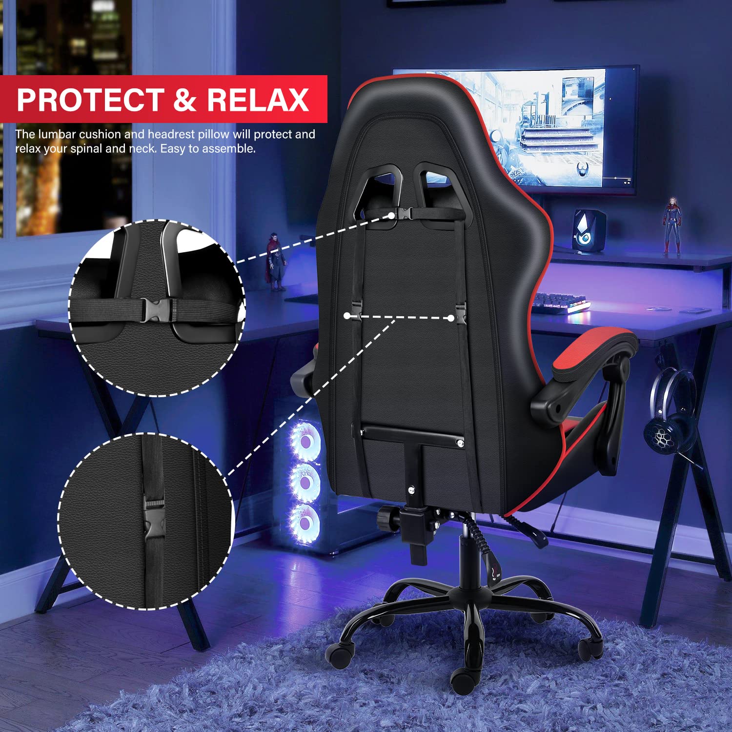 ‎ Gaming Chair, Without footrest, Red/Black