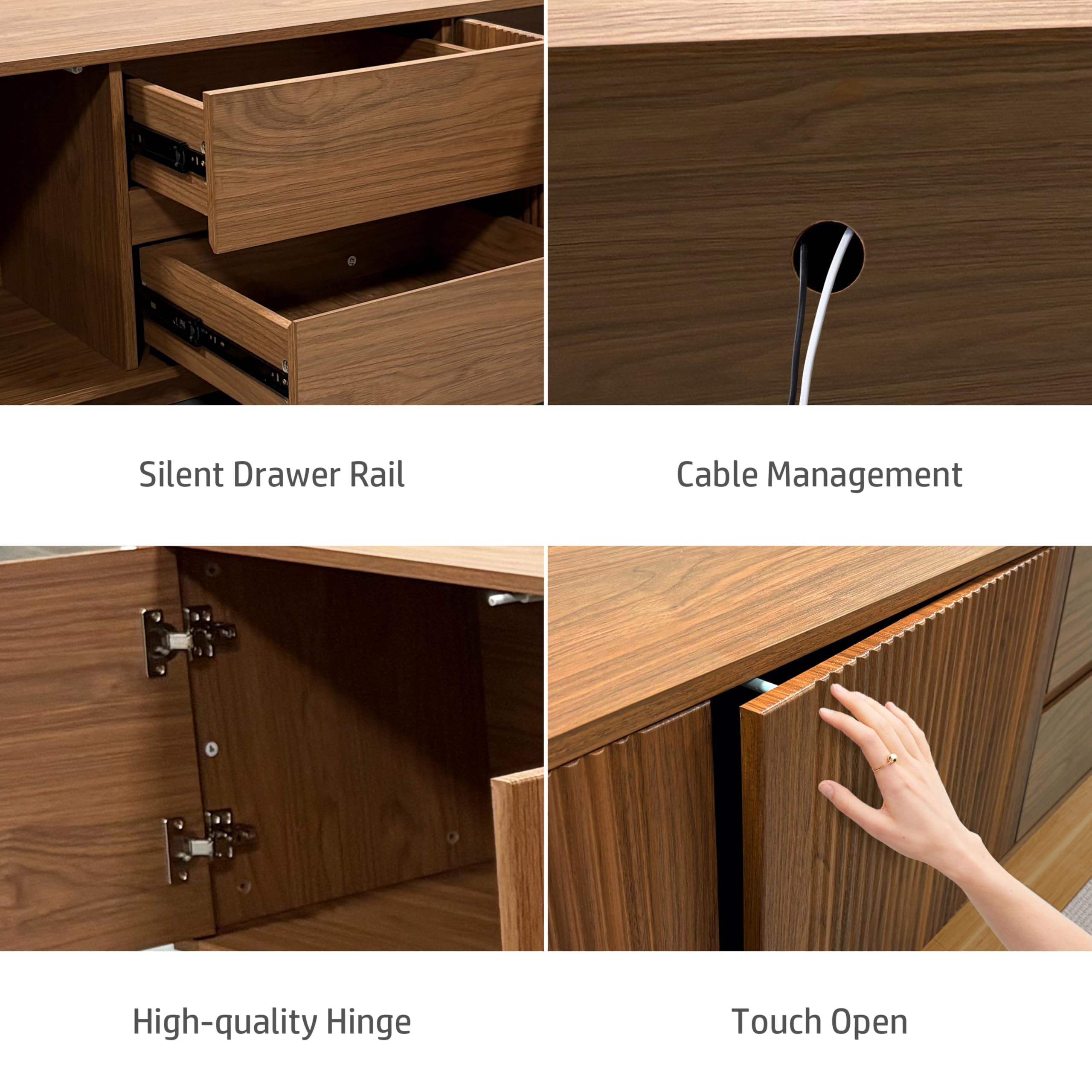 79" Mid-Century Modern TV Stand with Fluted Door Storage