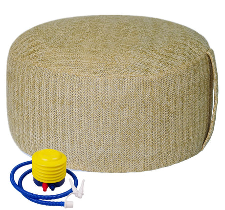 Woven Inflatable Ottoman with Air Pump D21”x H10” Outdoor Indoor Pouf Patio Footrest