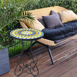 Outdoor Side Table Mosaic Patio Table Accent Tables Mosaic Tile Top Metal Frame Small