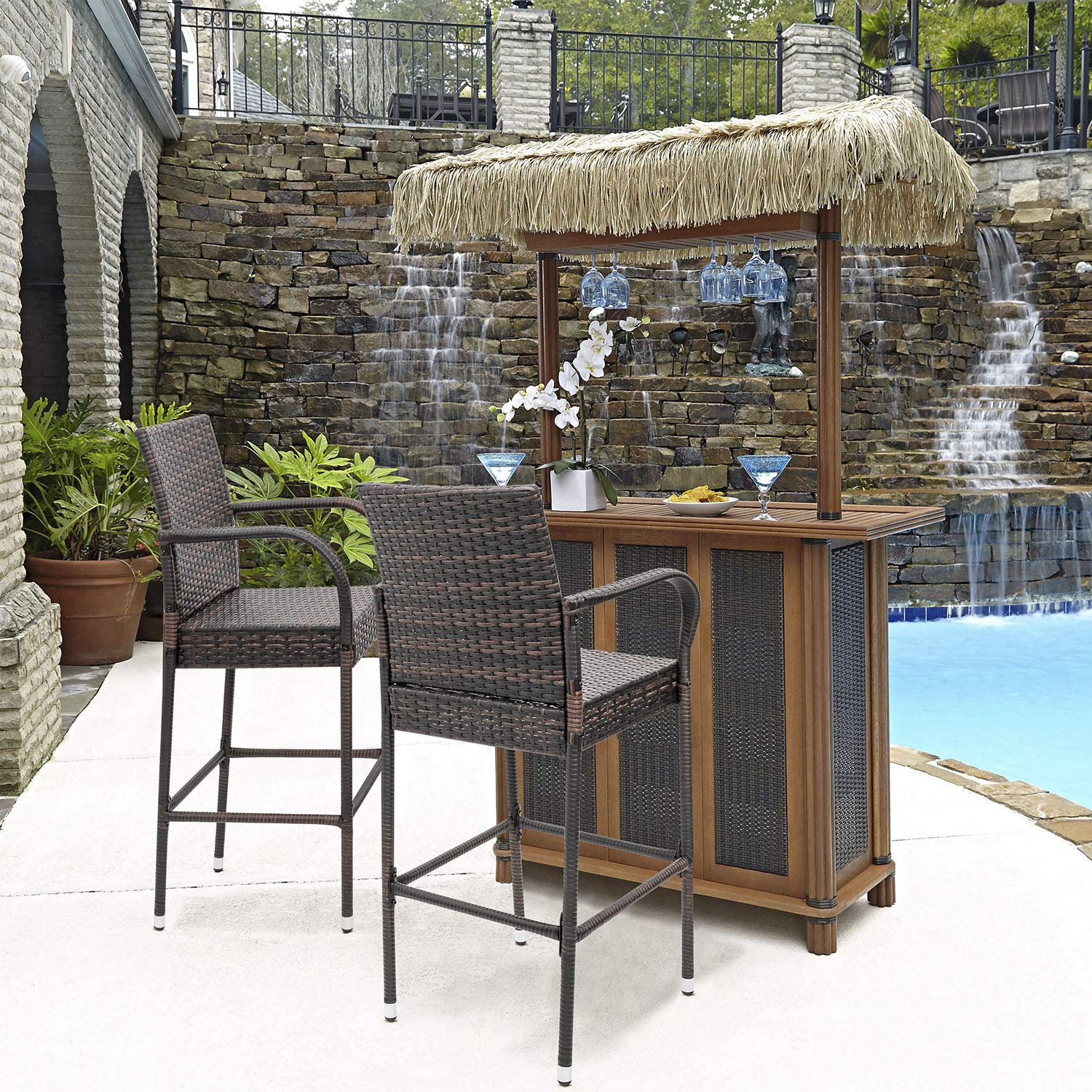 Patio Bar Stools Wicker Barstools Indoor Outdoor Bar Stool