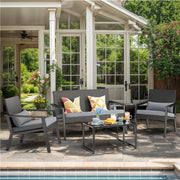 4-Piece Outdoor Wicker Patio Furniture Set with Deep Seating