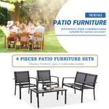 Outdoor Patio Conversation Sets with Glass Coffee Table