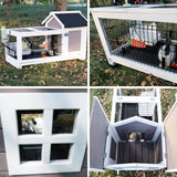 Wooden Bunny Cage Outdoor Rabbit Cage Wheels  Hutch Rabbit House