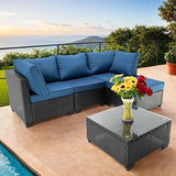 7 Piece Patio Furniture Set Wicker Outdoor Conversation Set All Weather Sectional Patio