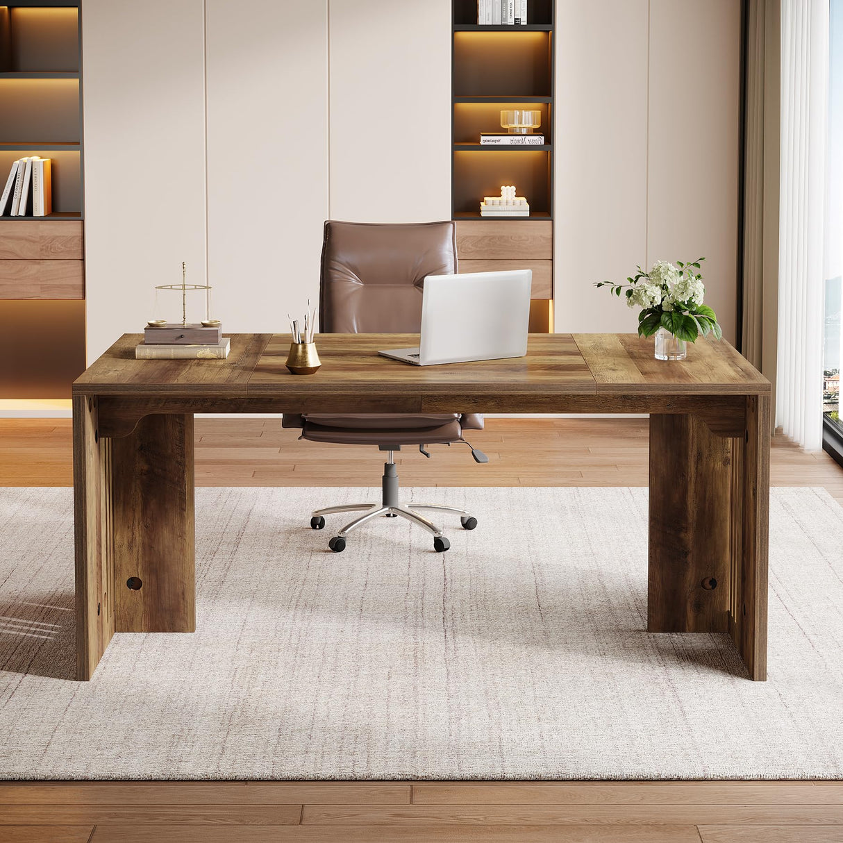 Inch Executive Desk, Farmhouse Large Wood Computer Writing Conference Table