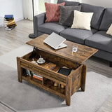 Modern Lift Top Coffee Table w/Hidden Storage & 2 Open Shelves