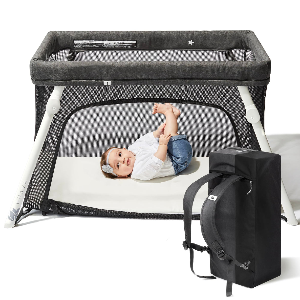 Lotus Travel Crib with Lightweight Backpack Design | Certified Baby Safe Portable Crib