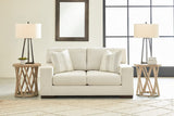 Maggie Contemporary Upholstered Loveseat with Accent Pillows, Off-White