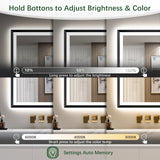 30x36 Black Framed LED Bathroom Mirror - Dimmable with Anti-Fog