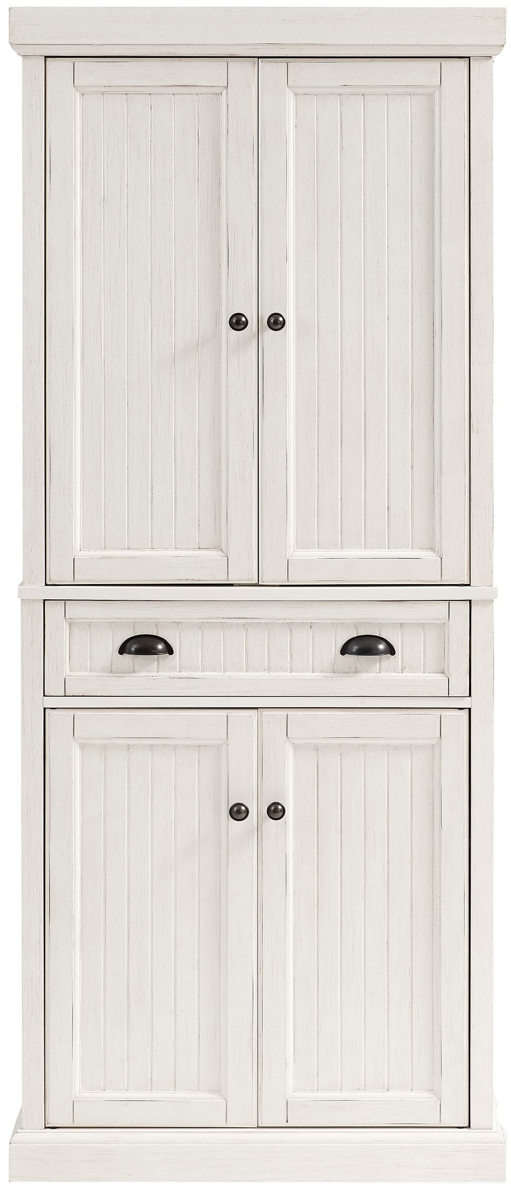 Seaside Kitchen Pantry Cabinet and Accent Cabinet Bundle - Distressed White