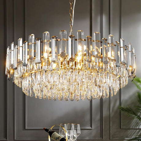 Gold Crystal Chandelier 31.5" Modern Crystal Chandelier