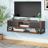 Floating TV Stand, Wall Mounted Media Console with Doors, 40” Farmhouse Floating