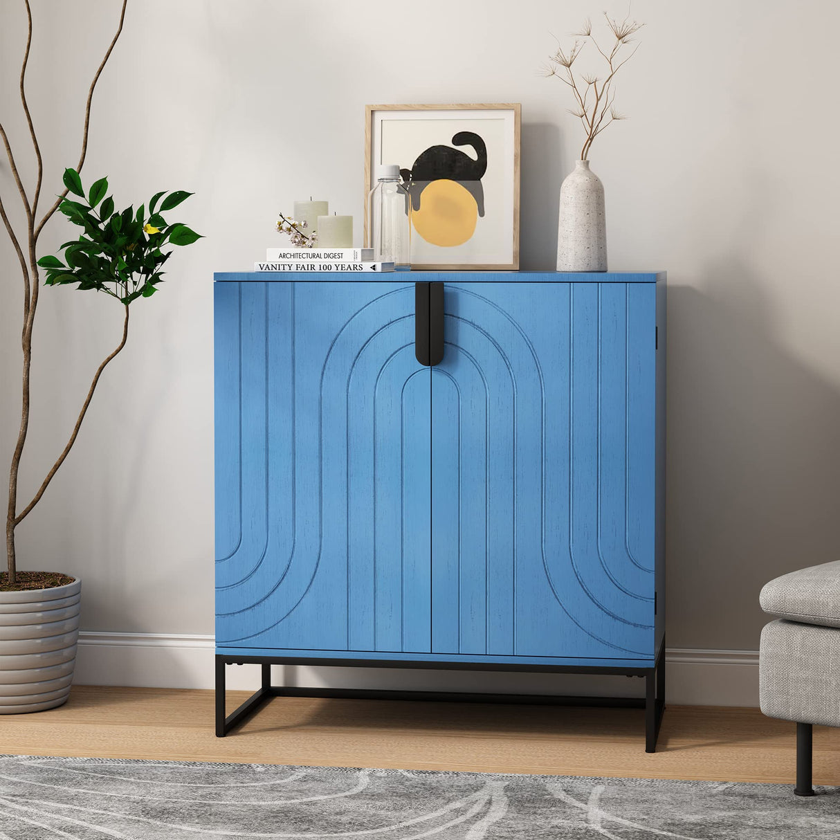 Accent Wood Grain Cabinet with 2 Doors, Storage Cabinet Sideboard