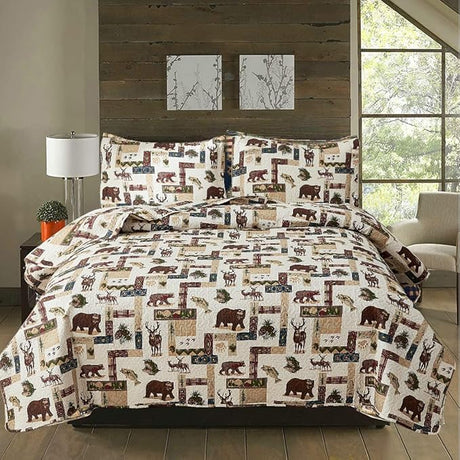 Queen Size Quilt Set Rustic Quilt Bedding Queen Quilt Bed Spread Coverlet Plaid Quilts