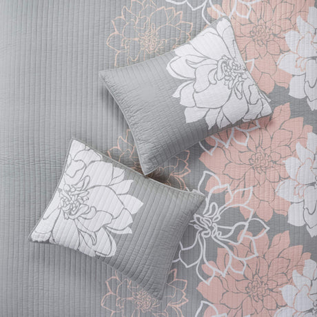 Lola 100% Cotton Quilt Set-Casual Floral Channel Stitching Design All Season