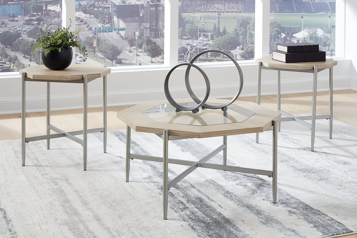 Varlowe Contemporary 3-Piece Table Set, Includes Coffee Table and 2 Side Tables