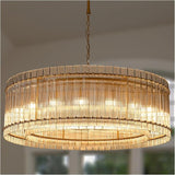 Modern Black Crystal Chandelier, 18 Light Circular Farmhouse Chandelier, high Ceiling