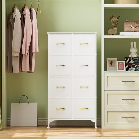 Dresser for Bedroom with 5 Drawers, White Dresser for Closet, Living Room