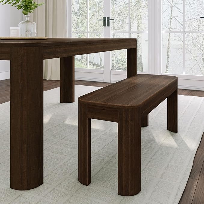 Contour Bench, Modern Rounded 58 Inch Dining Bench