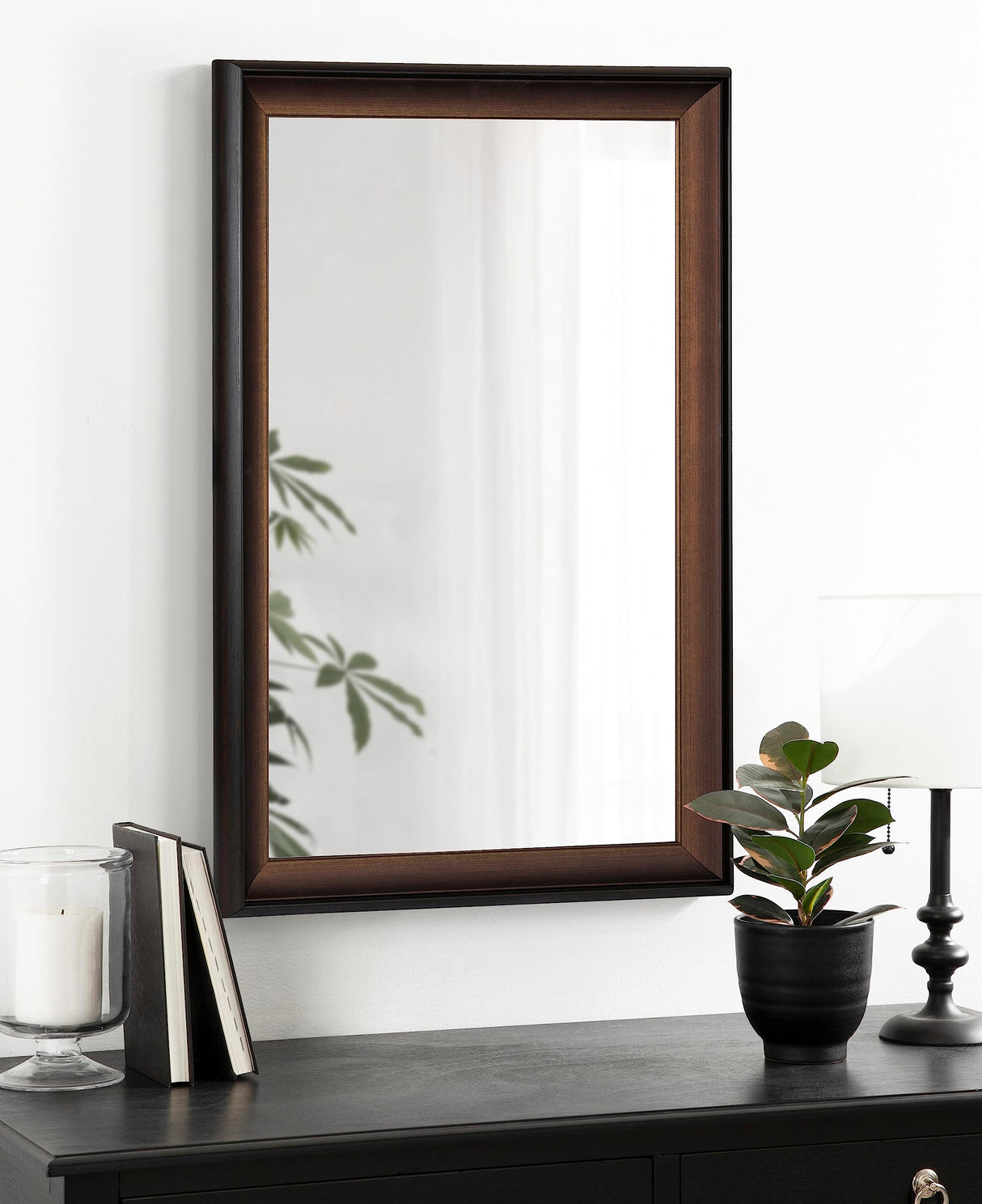 Gotley Transitional Rectangle Scooped Wall Mirror with Unique Ombre Finish